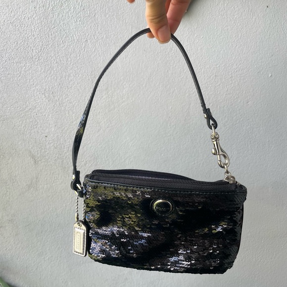 Coach Handbags - Coach Black Sequin Wristlet